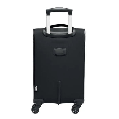 Troler moale 600d rpet negru cu carcasa dura, mâner retractabil și patru roți spinner pentru călătorii