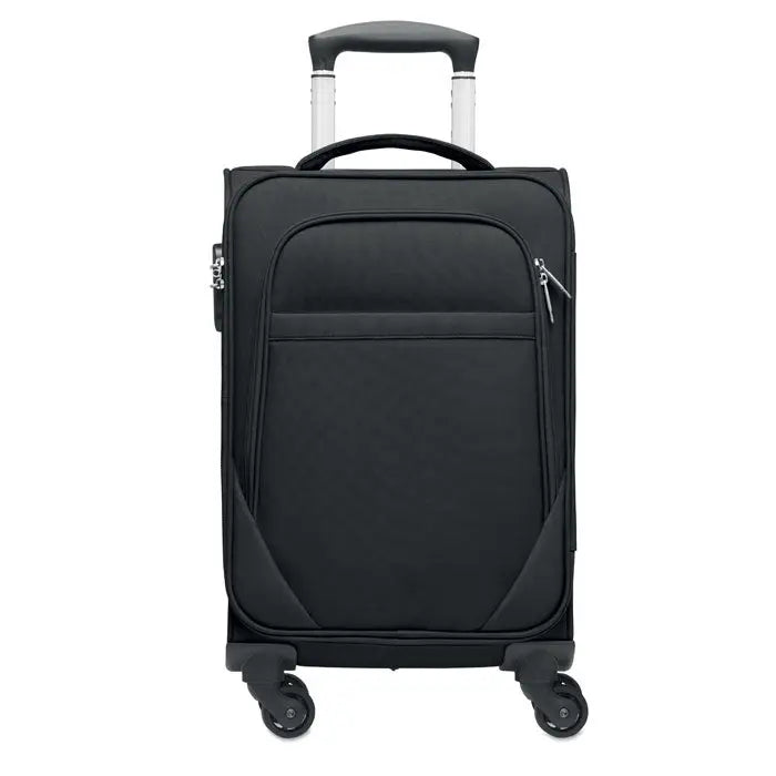 Troler moale 600d rpet negru personalizat cu mâner retractabil și patru roți pentru bagaj de mână