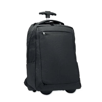 Troler rucsac negru 480d rpet cu mâner retractabil și multiple compartimente cu fermoar