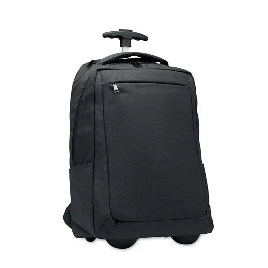 Troler rucsac negru 480d rpet cu mâner retractabil și multiple compartimente cu fermoar