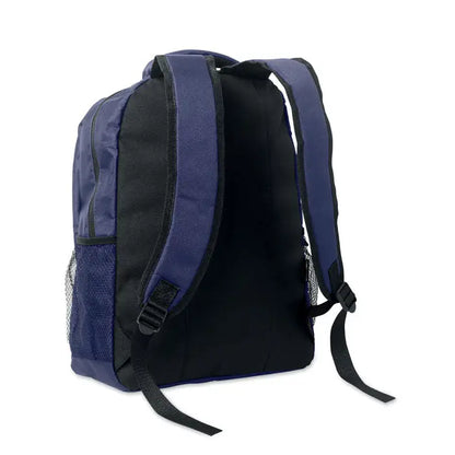 Troler rucsac 600d rpet albastru si negru din nylon cu buzunare laterale din plasa