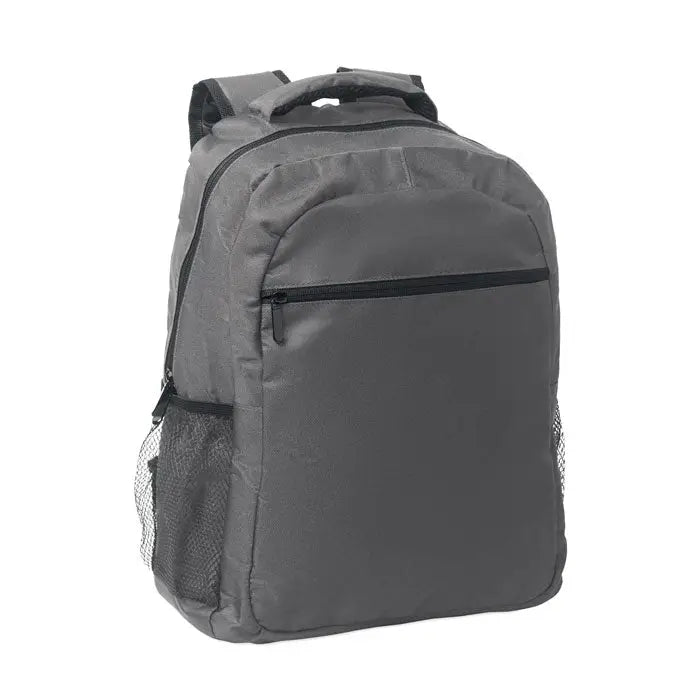 Gray nylon troler rucsac 600d rpet cu fermoare negre si buzunare laterale din plasa