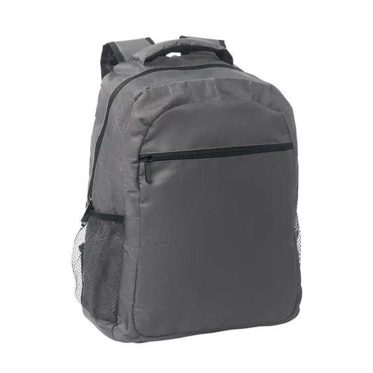 Gray nylon troler rucsac 600d rpet cu fermoare negre si buzunare laterale din plasa