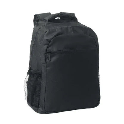 Troler rucsac negru din nylon 600d rpet cu buzunare laterale din plasa si compartiment frontal cu fermoar