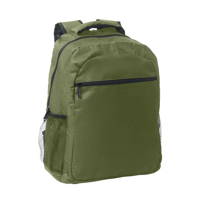 Troler rucsac 600d rpet olive green nylon cu fermoare negre si buzunare laterale din plasa