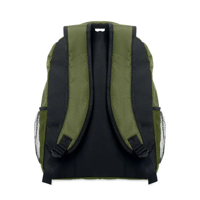 Troler rucsac olive green și negru cu buzunare laterale din plasă din material 600d rpet