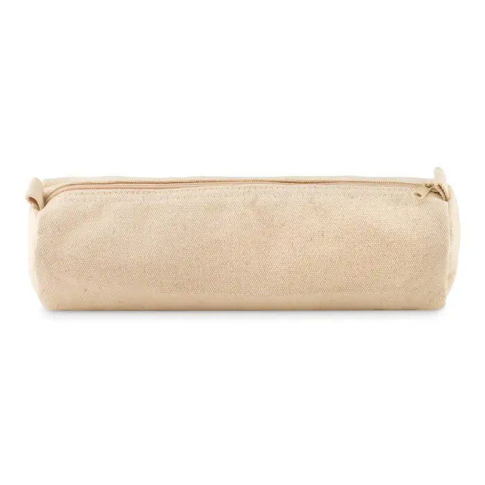 Beige trusa din bumbac 320 grm² cu fermoar din panza pentru creioane si accesorii