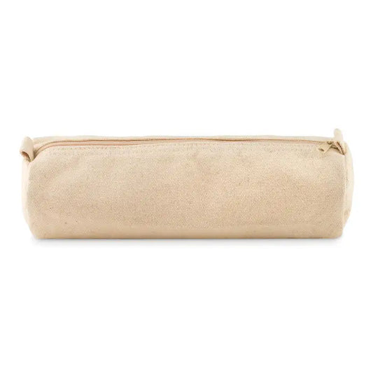 Beige trusa din bumbac 320 grm² cu fermoar din panza pentru creioane si accesorii