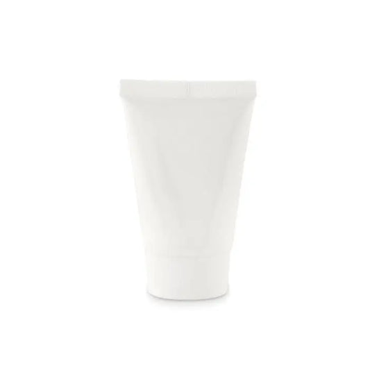 Tub alb de plastic mat de 45 ml cu capac ușor conic pentru loțiune de protecție solară