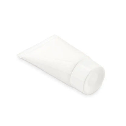 Tub alb din plastic de 45 ml cu capac, pentru lotiune de protectie solara