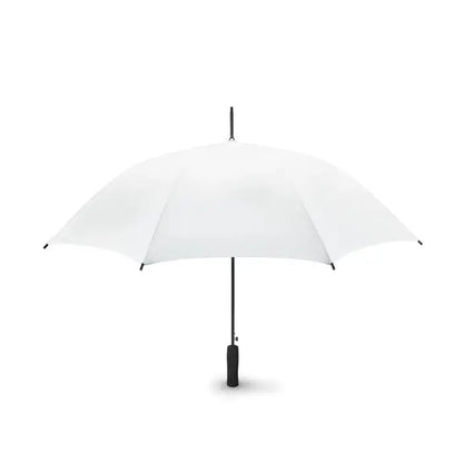 Umbrela de 23 inch alba cu mâner și ax negru pentru protecție la ploaie și soare