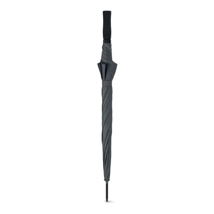 Umbrela de 23 inch neagra cu acoperis nervurat si maner ergonomic pentru protectie la golf