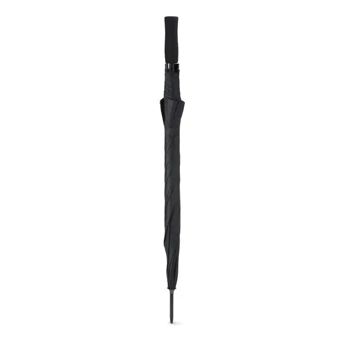 Umbrelă de 23 inch neagră cu copertină texturată și nervuri, mâner ergonomic elegant pentru golf