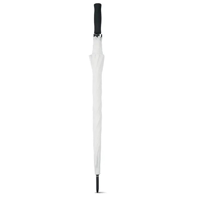 Umbrela de golf albă de 27 inch cu mâner și vârf negru ideală pentru protecție la plajă și golf