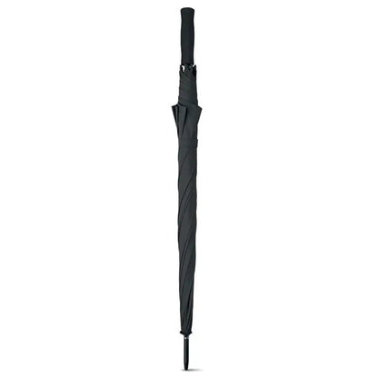 Umbrelă de golf neagră, compact pliată, 27 inch, cu mâner texturat antiderapant