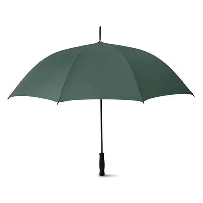 Umbrela de 27 inch cu maner si ax negru si material verde inchis lucios la exterior