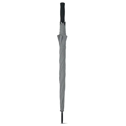 Umbrela de 27 inch gri cărbune elegantă cu mâner și vârf negre ideală pentru protecție la golful în aer liber