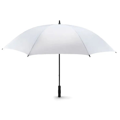 Umbrela de 30 inch albă de golf cu mâner și tijă negre pentru protecție la soare și ploaie