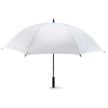 Umbrelă de 30 inch albă de golf cu mâner și tijă neagră pentru protecție la soare și ploaie