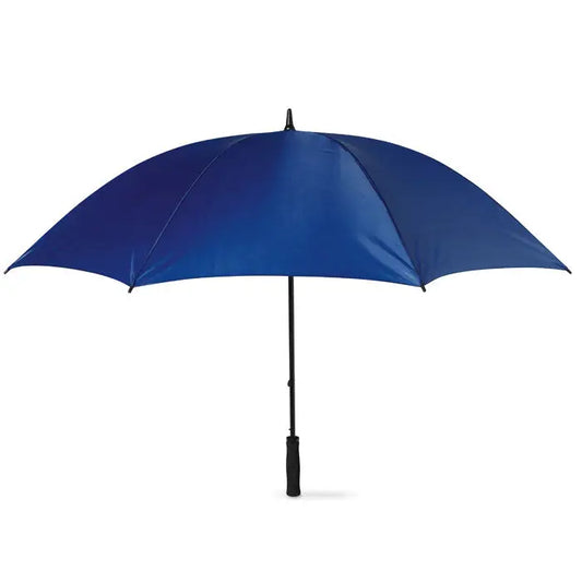 Umbrela de 30 inch albastru inchis, cu maner si ax negru, ideala pentru protectie la golf