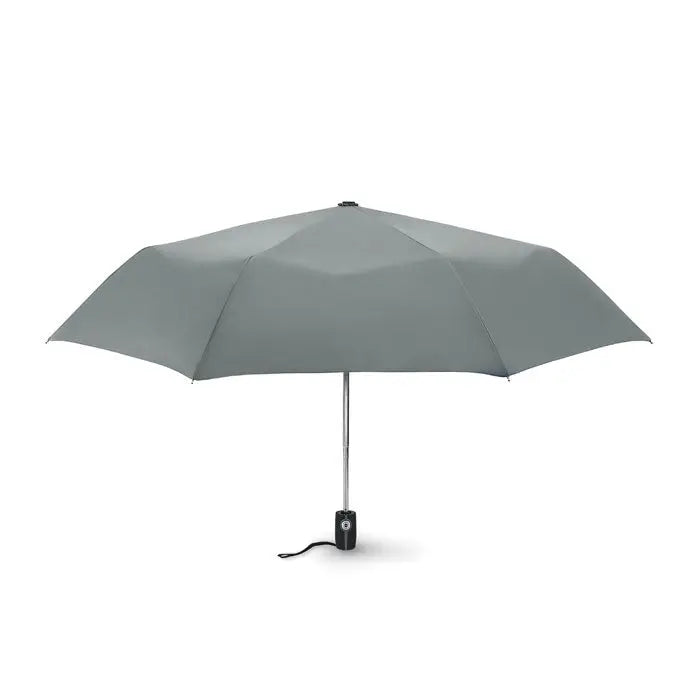 Umbrela de lux rezistenta la vant de 21 inch cu shaft metalic si maner negru ergonomic compact gri