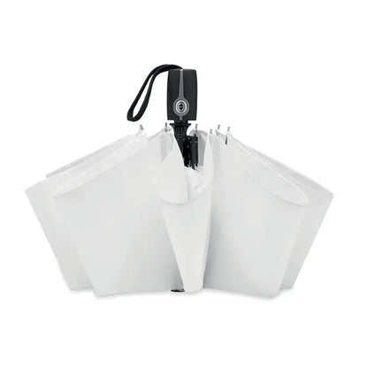 Umbrelă de lux albă pliabilă rezistentă la vânt de 21 inch cu mâner și prindere negre