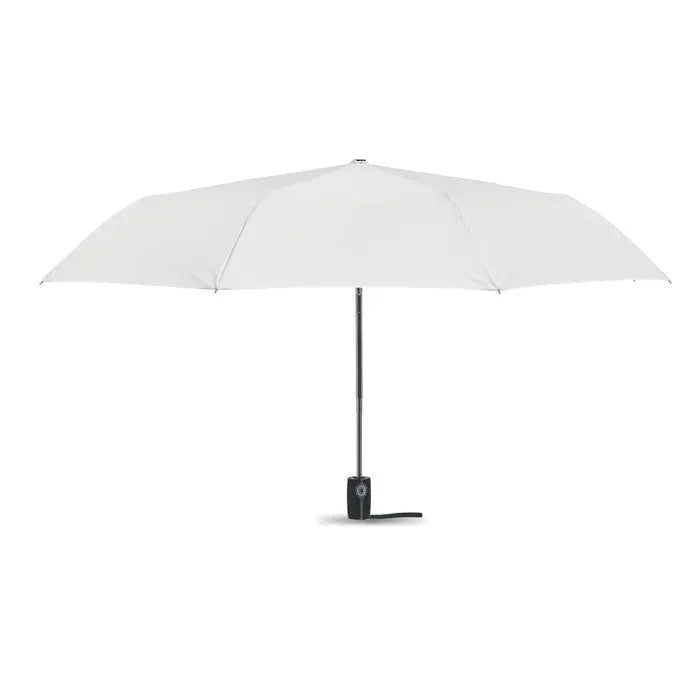 Umbrela de lux rezistenta la vant de 21 inch alba cu maner negru elegant si tija rezistenta