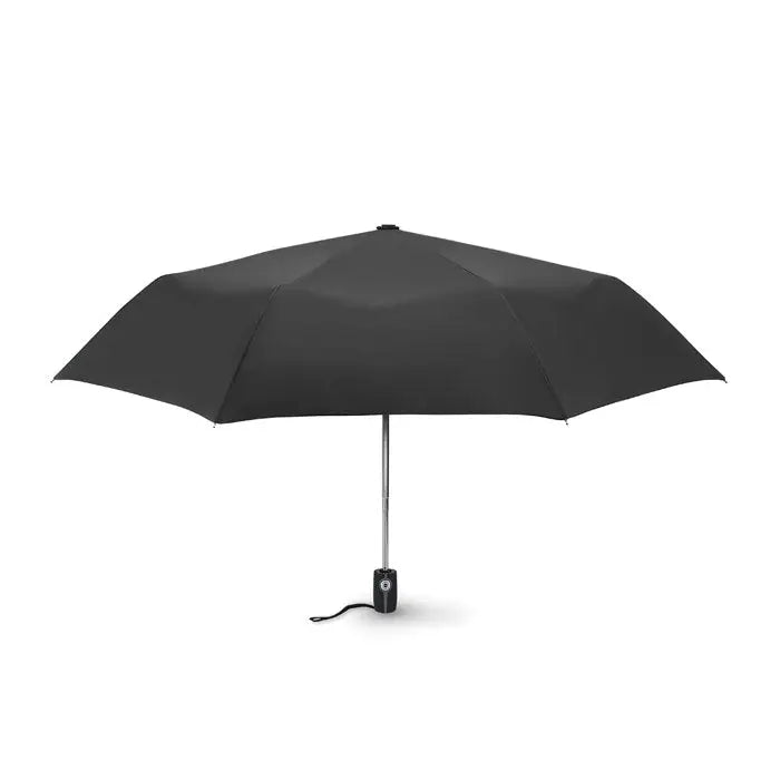 Umbrelă de lux rezistentă la vânt de 21 inch neagră cu design minimalist și ax argintiu din metal