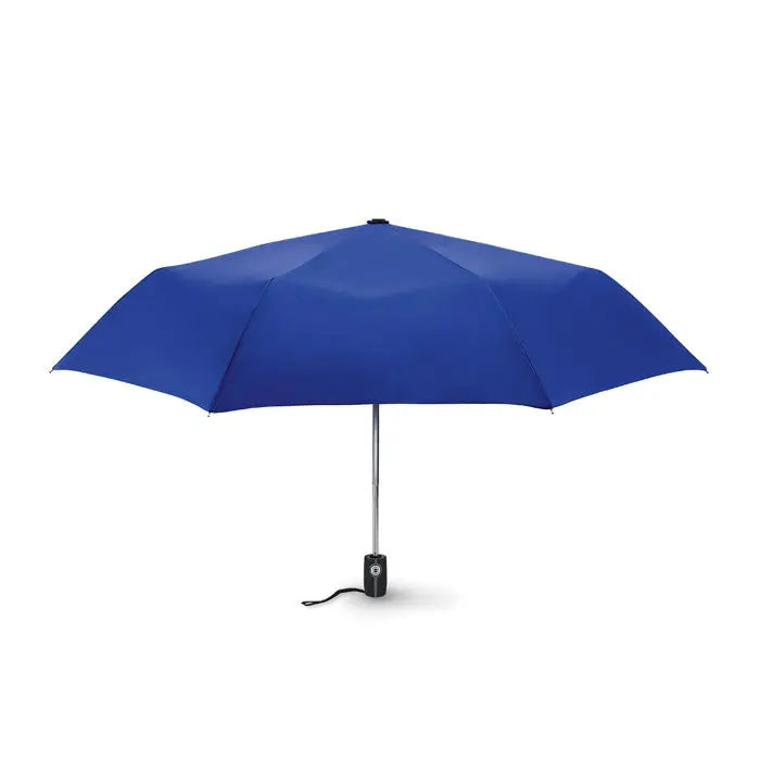 Umbrela de lux rezistenta la vant de 21 inch albastru regal cu tija argintie eleganta si maner negru ergonomic