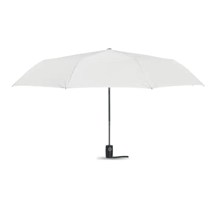 Umbrela de lux rezistenta la vant de 21 inch alba compacta cu maner si tija negre si design minimalist