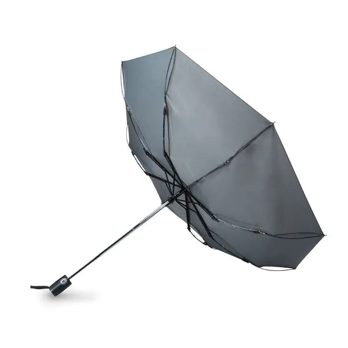 Umbrela de lux rezistenta la vant de 21 inch cu design compact mat gri si maner negru robust