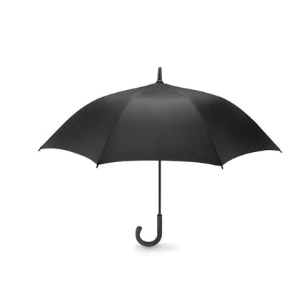 Umbrelă de lux rezistentă la vânt de 23 inchi cu mâner curbat și canopy negru din material neted
