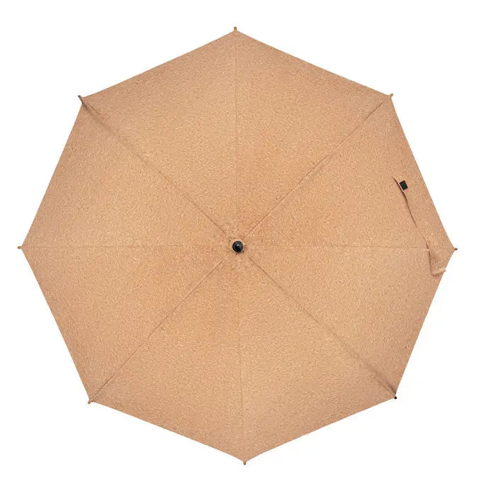 Umbrela de pluta de 25 inch tan cu buton central negru si bucla mica din material textil pe lateral