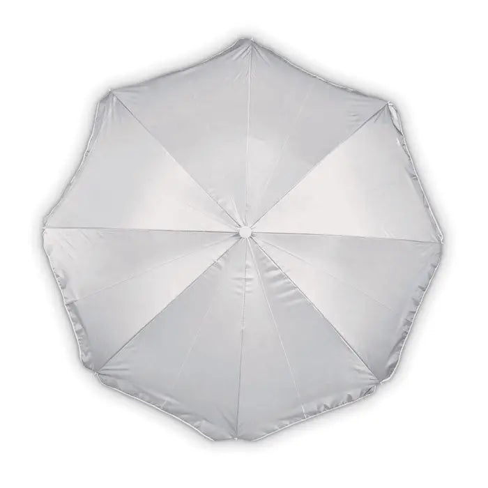 Umbrela de soare portabila argintie cu suprafata reflectorizanta sleek si design octogonal clasic
