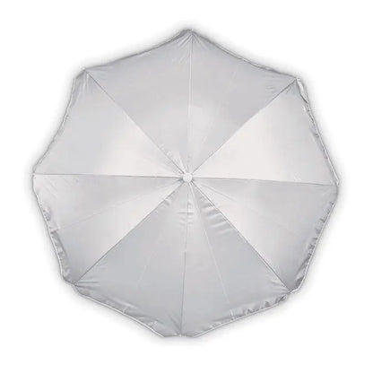 Umbrela de soare portabila argintie cu suprafata reflectorizanta sleek si design octogonal clasic