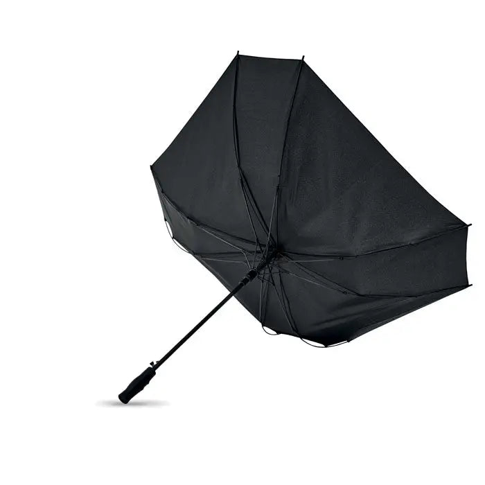 Umbrela patrata rezistenta la vant neagra cu design solid si maner robust pentru utilizare eficienta