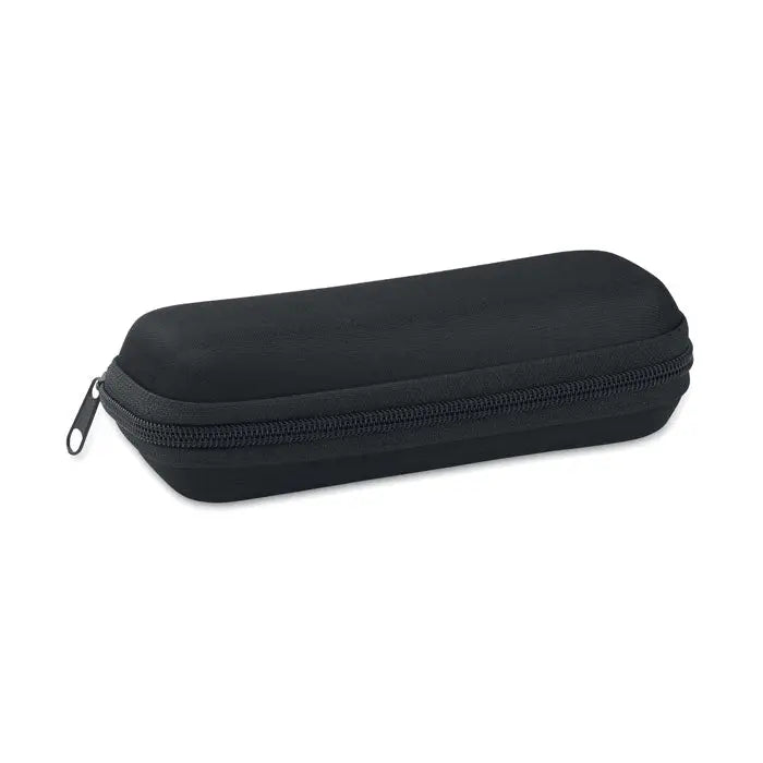 Husa neagra pentru ochelari cu fermoar din material texturat moale pentru umbrela pliabila de 19 inch