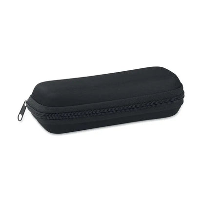 Husa neagra pentru ochelari cu fermoar din material texturat moale pentru umbrela pliabila de 19 inch