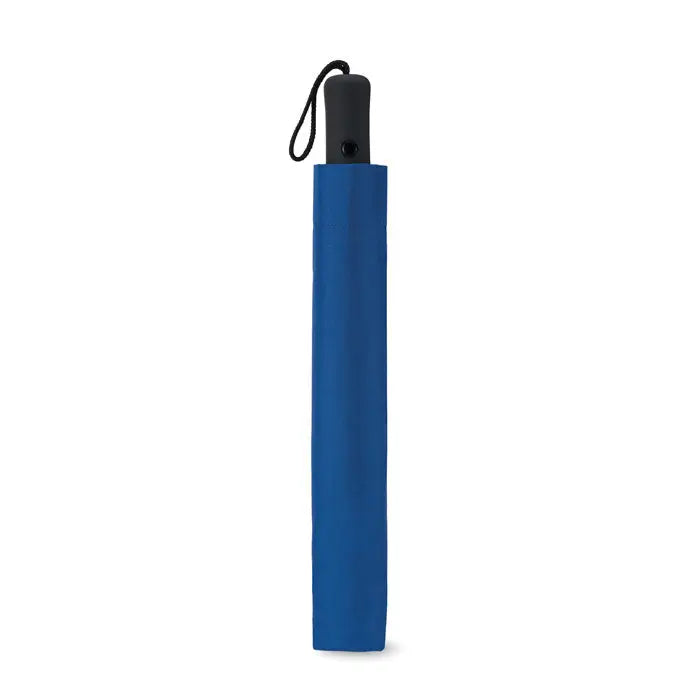 Umbrela pliabila de 21 inch albastra cu maner negru si snur pentru transport usor