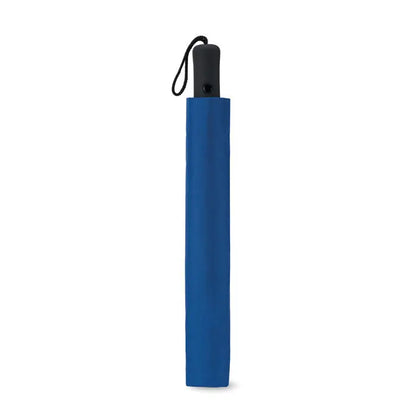 Umbrela pliabila de 21 inch albastra cu maner negru si snur pentru transport usor
