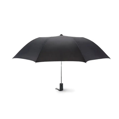 Umbrelă pliabilă de 21 inch neagră cu design minimalist și mâner robust din material rezistent