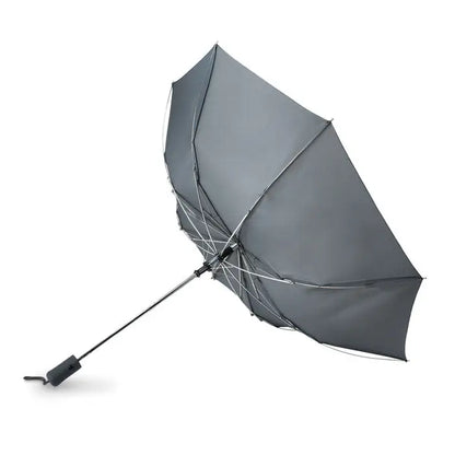 Umbrelă pliabilă de 21 inch, gri închis, compactă, cu design minimalist și cadru metalic robust