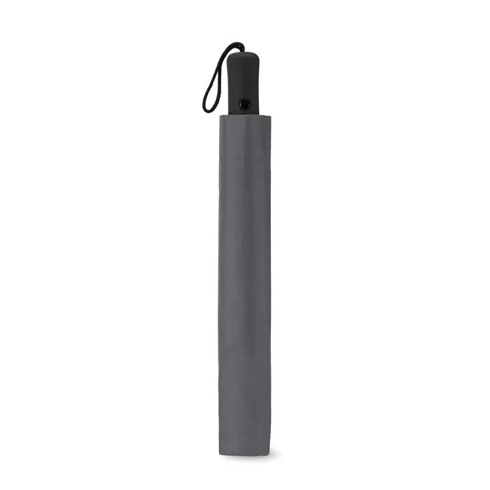 Umbrela pliabila de 21 inch mat gri cu maner negru si loop pentru transport usor