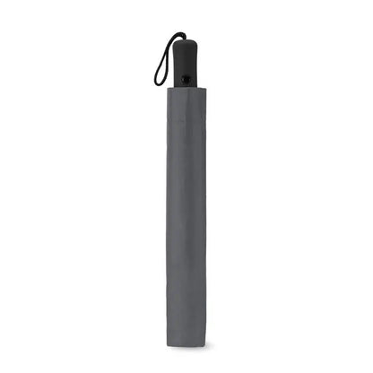 Umbrela pliabila de 21 inch mat gri cu maner negru si loop pentru transport usor