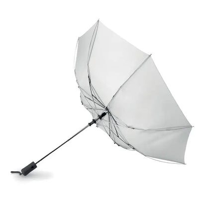 Umbrela pliabila de 21 inch transparenta alba cu cadru metalic si maner negru ergonomics
