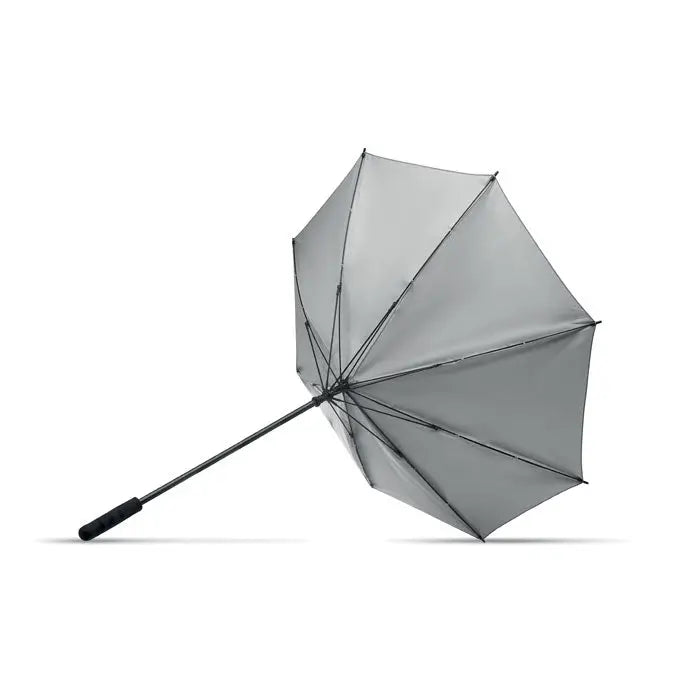 Umbrelă reflectorizantă de 23 inch mată gri cu mâner negru și tijă subțire pentru protecție eficientă