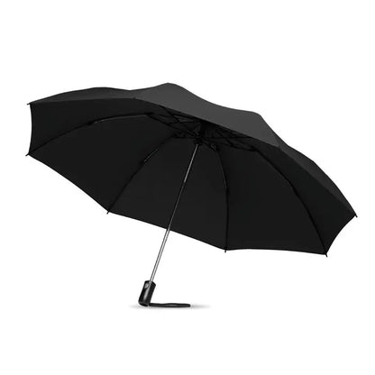 Umbrelă reversibilă pliabilă neagră cu design minimalist și ax metalic rezistent