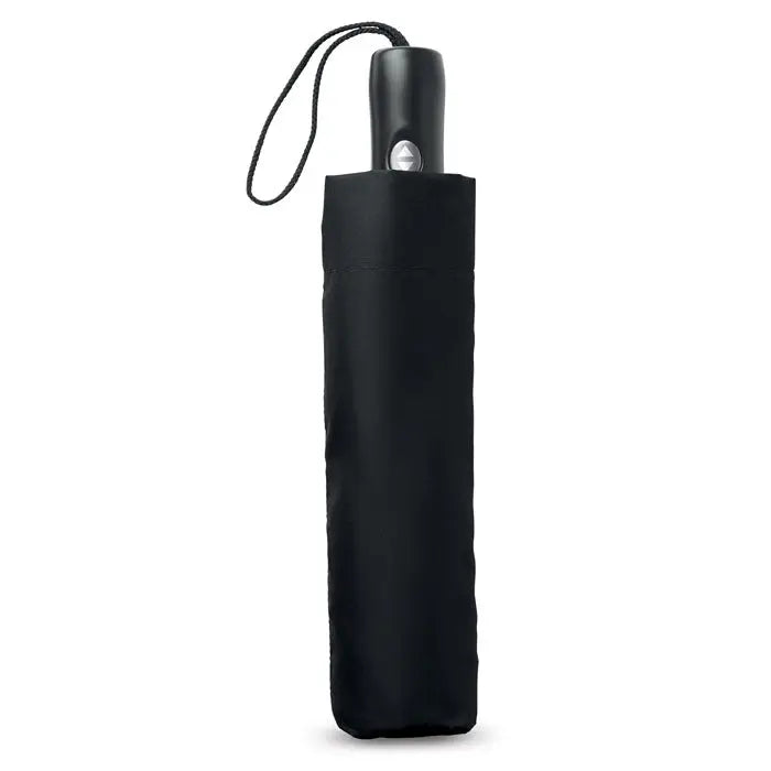 Umbrela reversibila pliabila neagra cu maner mat si husa din material textil pentru portabilitate
