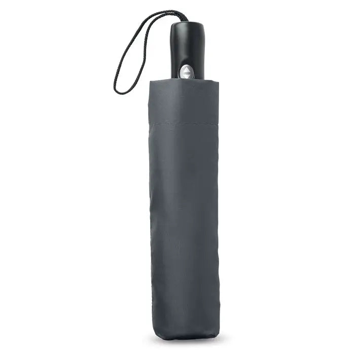Umbrela reversibila pliabila neagra cu maner mat si husă din material textil pentru protectie compacta