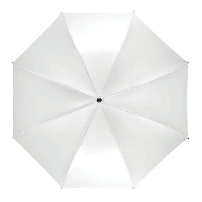 Umbrelă rezistentă la vânt albă cu design minimalist și panouri din stofă netedă de 27 inch